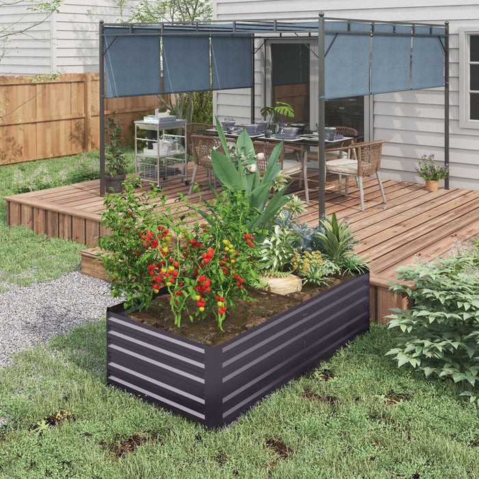 Outsunny Raised Garden Bed, 71\" X 35\" X 23\" Galvanized Steel Planters For Outdoor Plants With Multi-