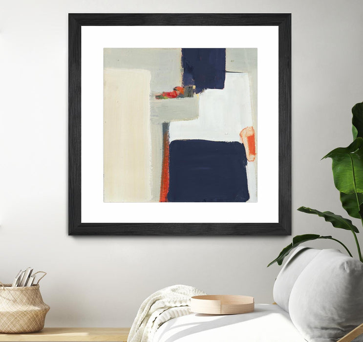 \"Bay Bridge V1\" Matted and Framed Black 30x30 Wall Art