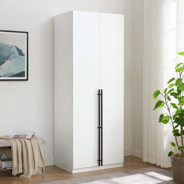 Lee Modern 32\" Wardrobe Closet in White Armoire 