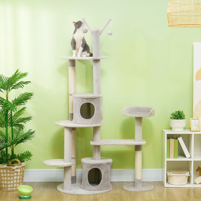 Pawhut 73.5\" Tall Cat Tree, Multi-level Cat Tower For Indoor Cats With Scratching Posts, Cat Condos,