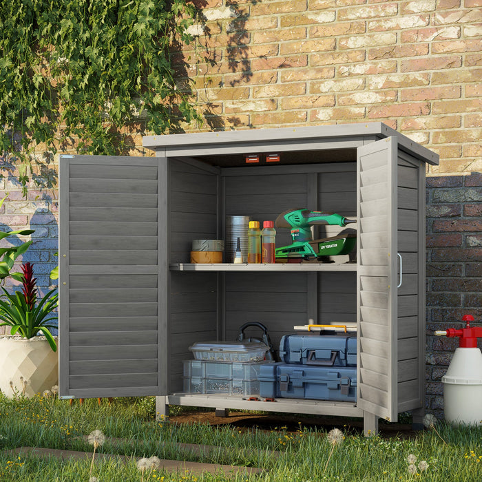 Outsunny Garden Shed Wooden Garden Storage Shed 2 Door Unit Solid Fir Wood Garage Tool Organisation 