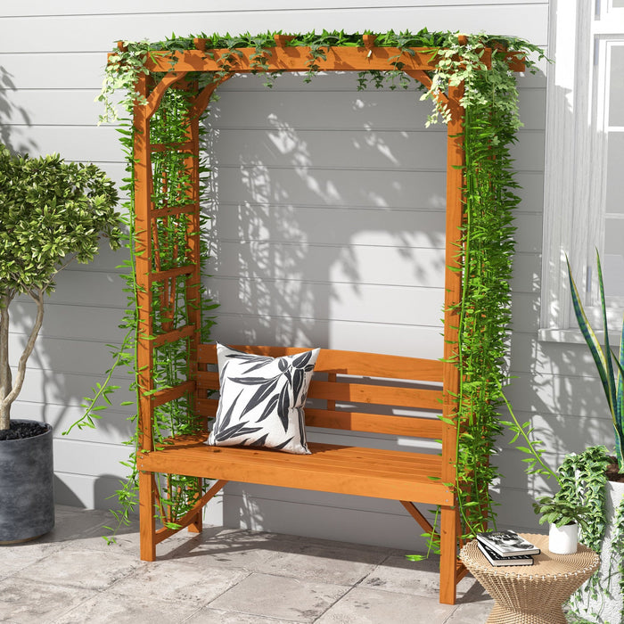 Outsunny Wooden Bench For 2 People For Vines/climbing Plant, Brown