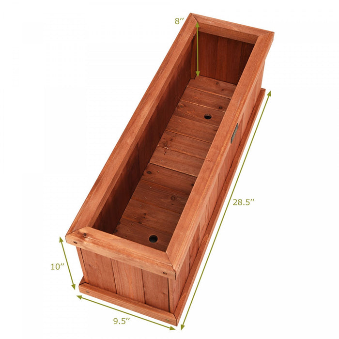 Costway 28 Inch Wooden Flower Planter Box Garden Yard Decorative Window Box Rectangular