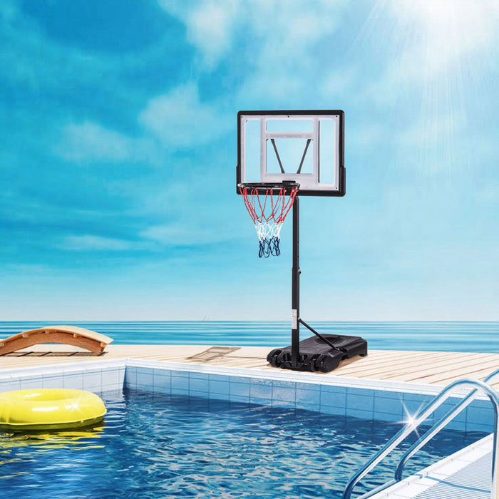Soozier Pool Side Adjustable Basketball Hoop Backboard w/ Wheels