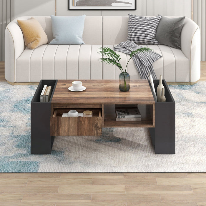 Kay Coffee Table With Handleless Drawer And Double Storage,grey 
