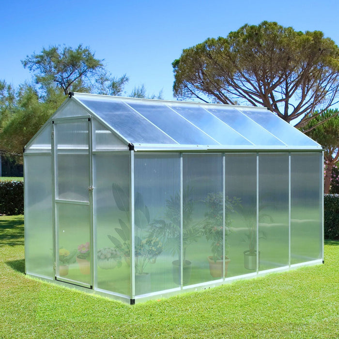 Outsunny 10' X 6' X 6.4' Walk-in Garden Greenhouse Polycarbonate Panels Plants Flower Growth Shed Co