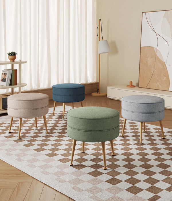 Bailey Mid-Century Modern 1-Piece Accent Ottoman in Blue, Gray, Wheat and Sage Green 
