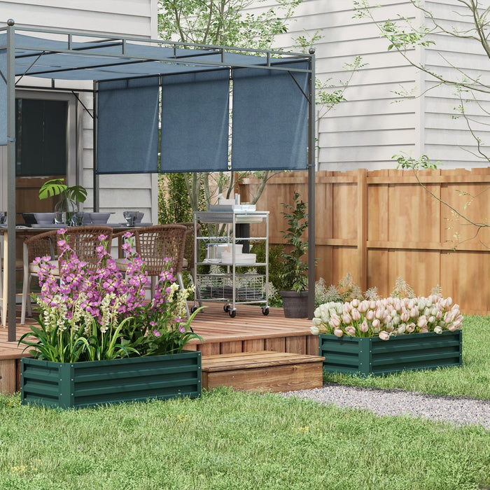 Outsunny Set Of 2 Raised Garden Bed, Steel Planters For Outdoor Plants, Elevated Planter Box, Easy-t