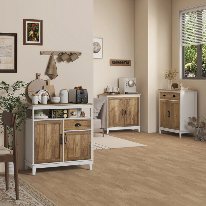 HOMCOM Storage Cabinet, Sideboard with Double Doors Dark Oak