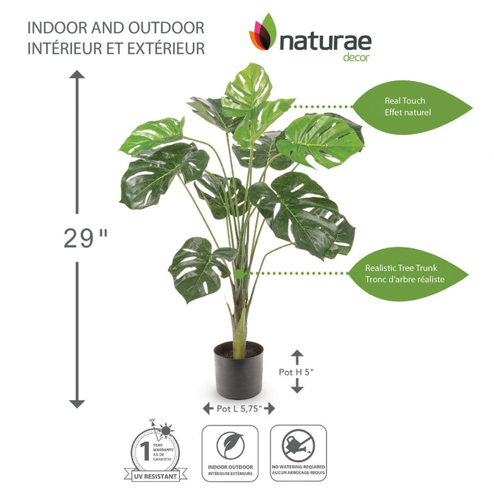 Artificial 29\" Monstera Indoor & Outdoor In Black Pot 