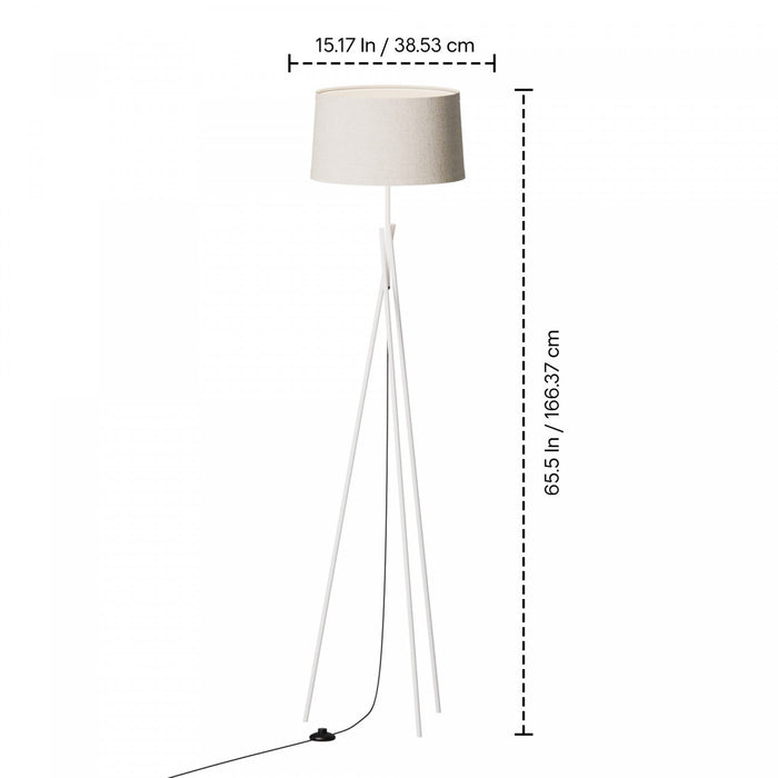 66\" White Sleek Crossed Legs Floor Lamp with Fabric Shade 