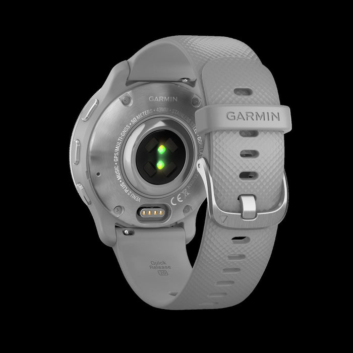 Garmin Venu® 2 Plu Smartwatch - Fitness Tracker, Silver Stainless Steel Bezel With Powder Gray Case