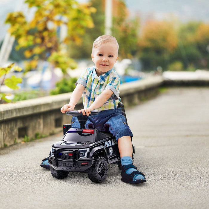 Aosom Kids Ride On Sliding Car With Hidden Under Seat Storage, Ride On Police Car For Toddler With M
