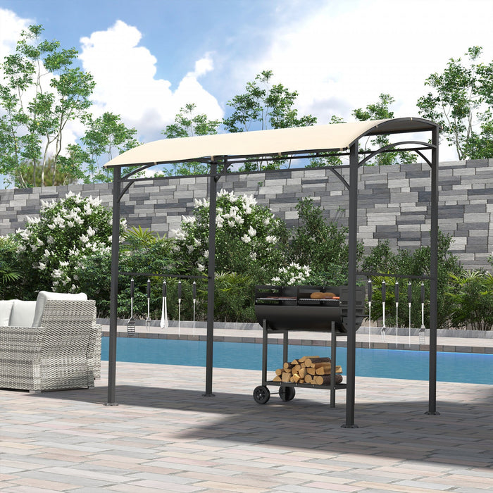 Outsunny 7' X 5' Bbq Grill Gazebo Tent, Garden Grill Canopy With Steel Frame And Hooks, Outdoor Sun 