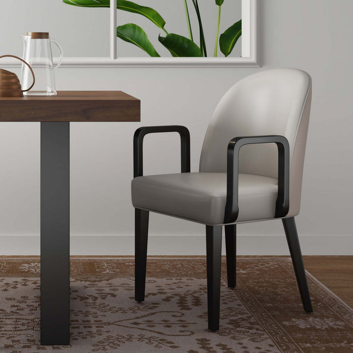 Hillman Modern Wood Upholstered Armchair in Light Gray Dining Chair 