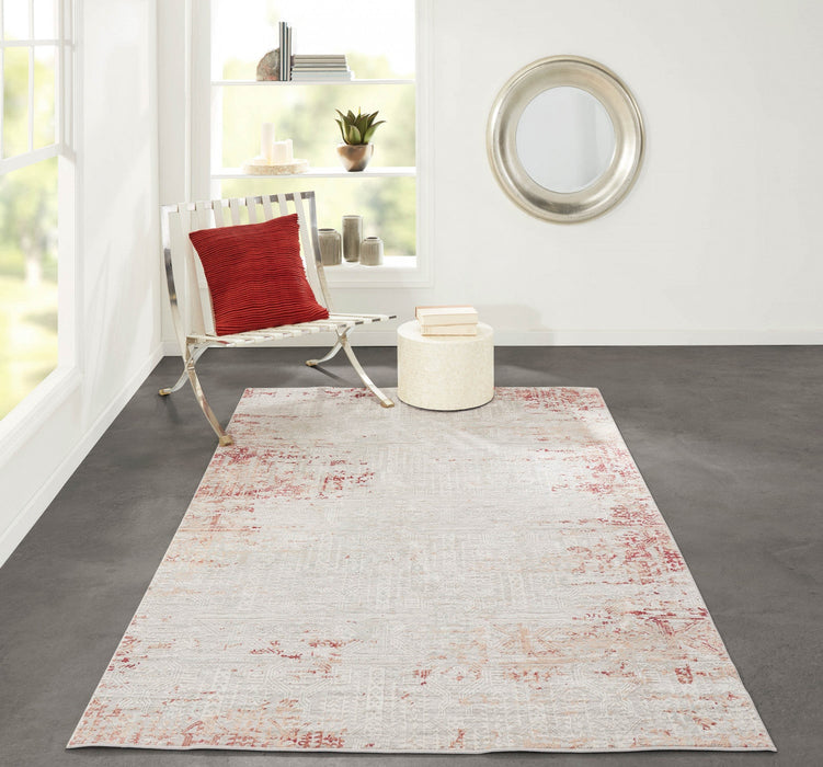 Amber Traditional 8'11\" x 12'6\" Area Rug in Red Indoor Area Rug 