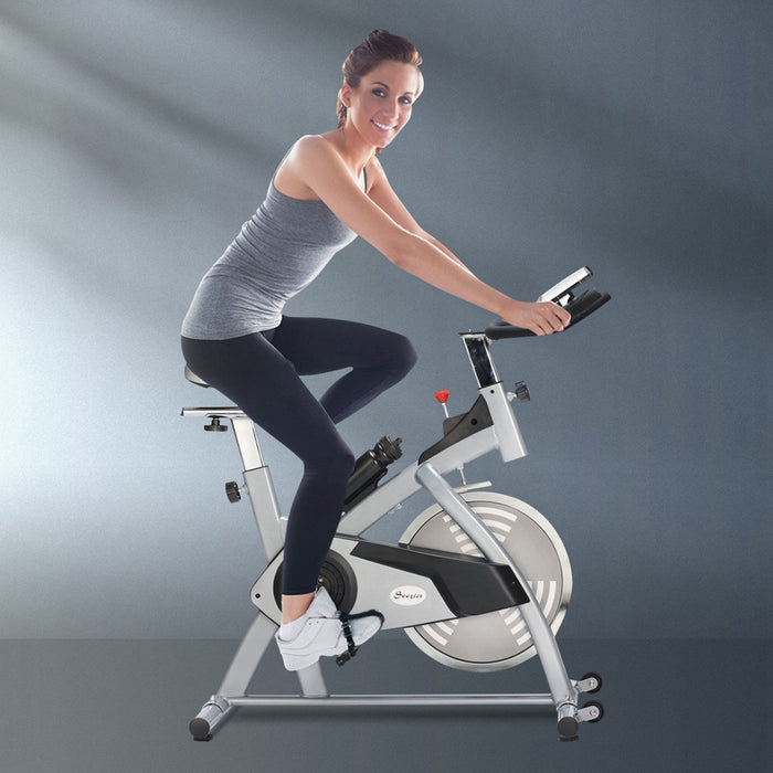 Soozier Upright Exercise Bike, Home Gym Cycling Fitness Machine, Equipment With Adjustable Resistanc