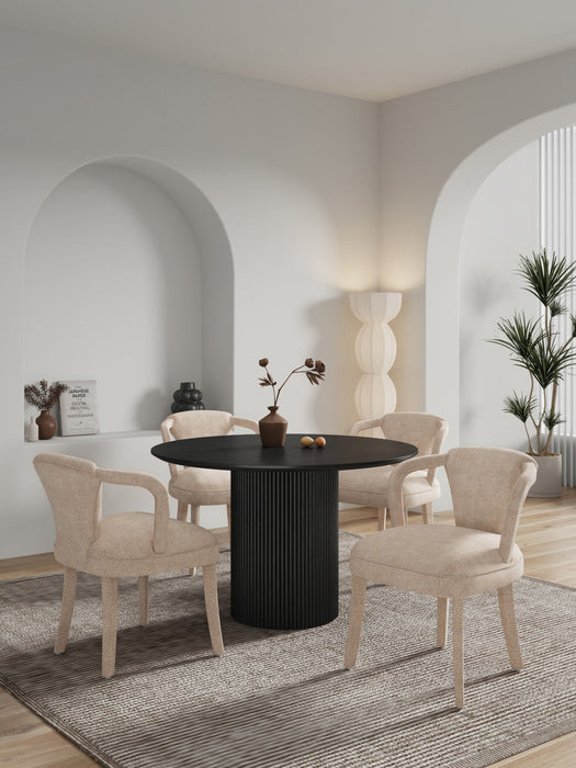 Hathaway and Palmer Modern Industry Chic 5-Piece Dining Set in Ivory and Black Dining Room Set 