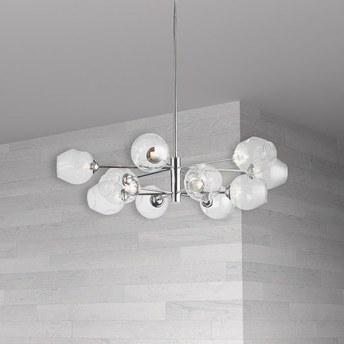 Dainolite Abii 12 Light Chandelier Polished Chrome Finish Clear Glass Lamp