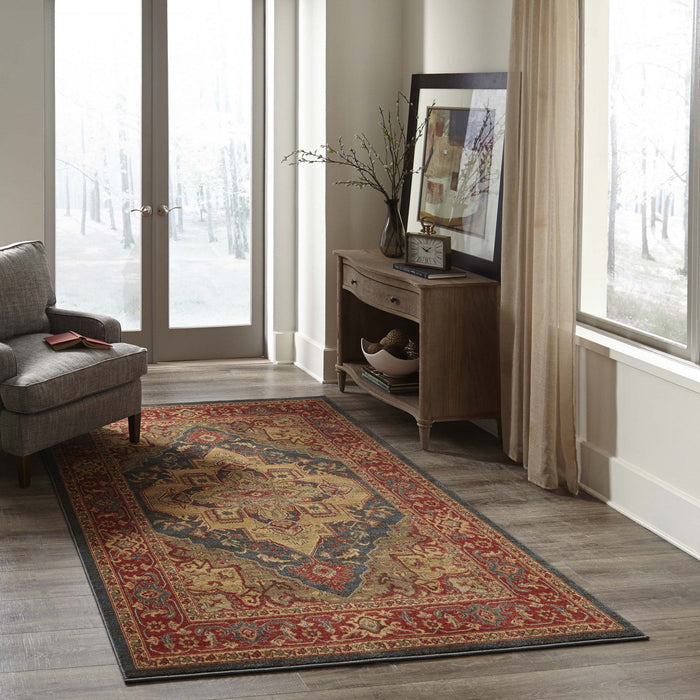 Lux Traditional 9'3\" x 12'6\" Area Rug in Blue Indoor Area Rug 