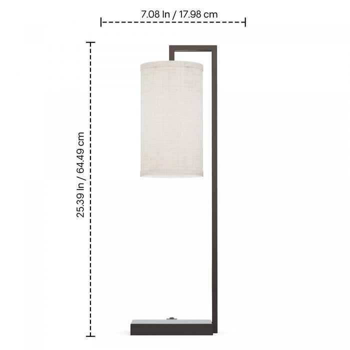 25\" Black Rectangular Frame Table Lamp with Cylinder Shade 