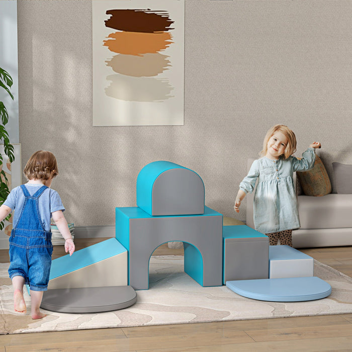 Qaba 7-piece Soft Play, Foam Climbing Blocks For Toddlers, Kids' Educational Climbing Crawling Toys,