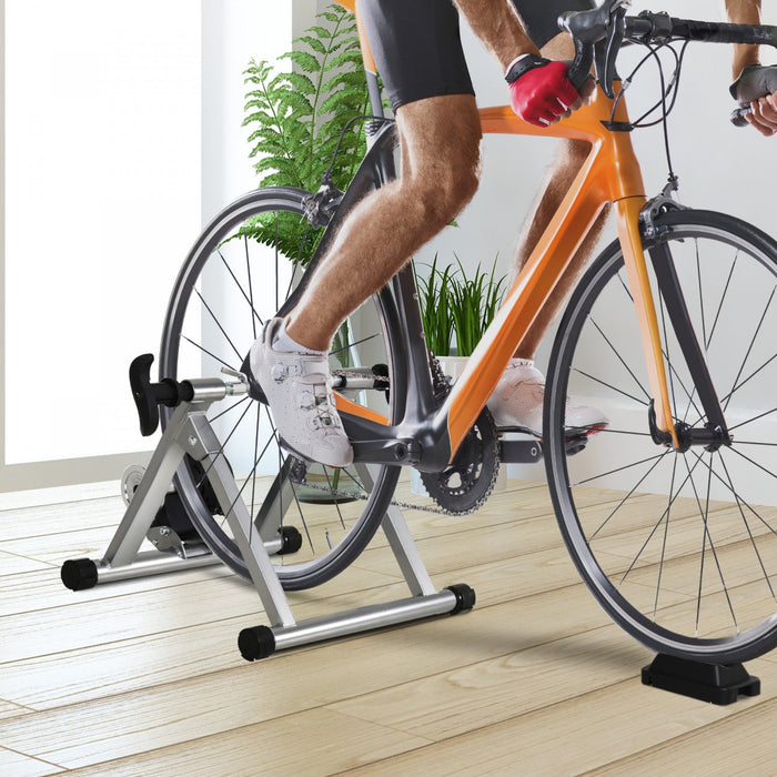 Soozier Bike Trainer Magnetic Bicycle Stand Indoor Exerciser W/ Quick Release Skewer, 5 Levels Resis