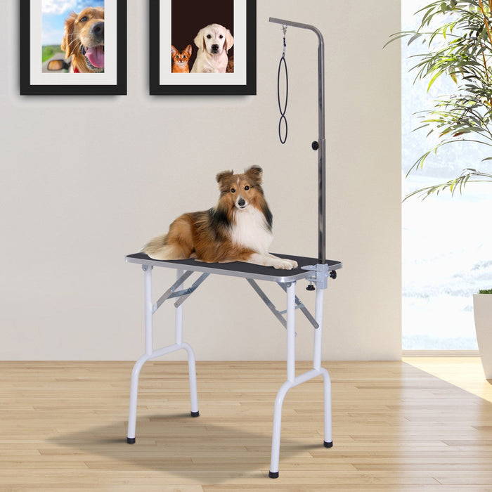 Pawhut 32in Foldable Dog Grooming Table For Small Dogs, Pet Grooming Table For Dogs Cats With Adjust
