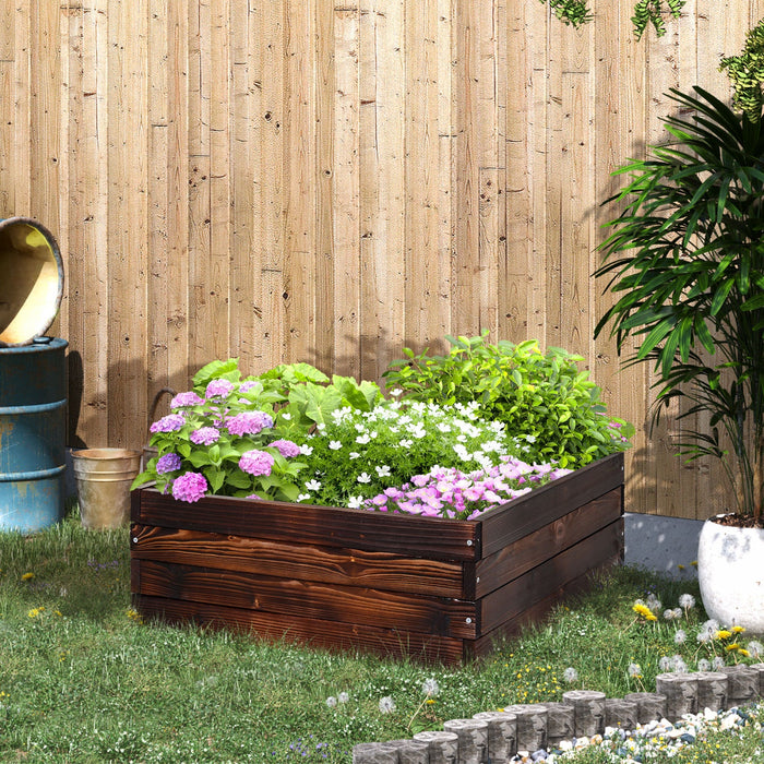 Outsunny Raised Garden Bed Elevated Wooden Planter Box For Backyard, Patio To Grow Vegetables, Herbs