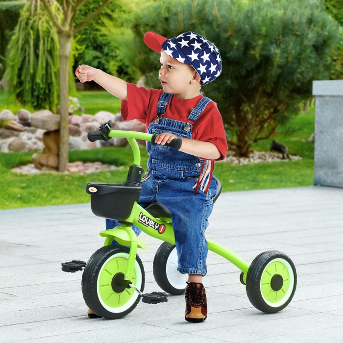 Qaba Tricycle For Toddler 2-5 Year Old Girls And Boys, Toddler Bike With Adjustable Seat, Basket, Be