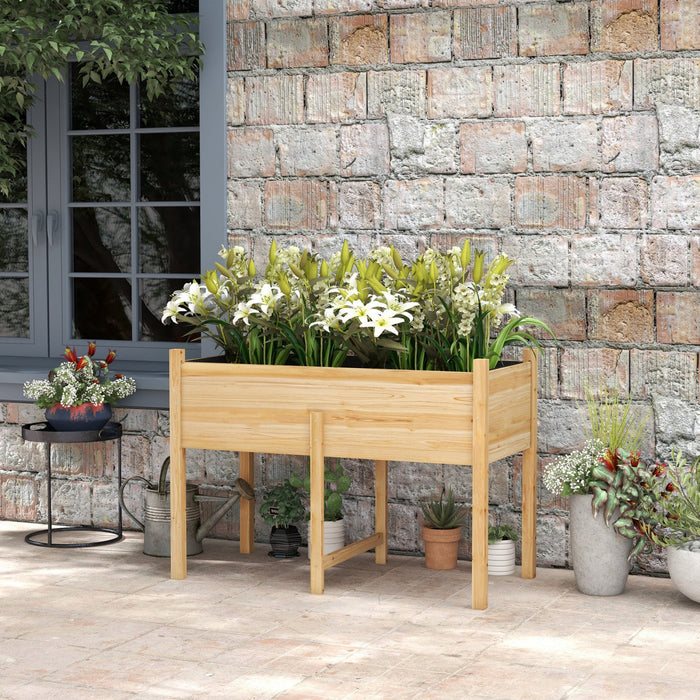 Outsunny Wooden Raised Garden Bed With Drain Holes, Bed Liner For Vegetables, Flowers, Herbs, Outdoo