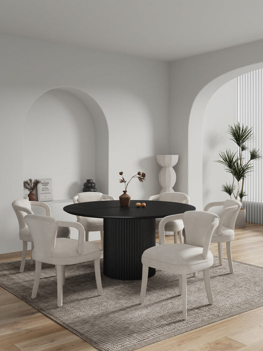 Hathaway and Palmer Modern Industry Chic 7-Piece Dining Set in Silver Lining and Black Dining Room Set 