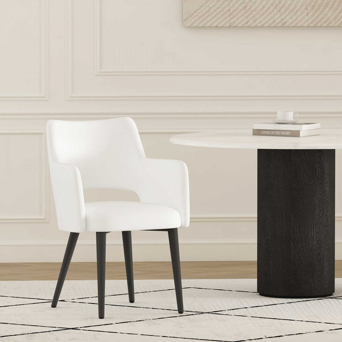 Tremont Modern Metal Vegan Leather Armchair in White 
