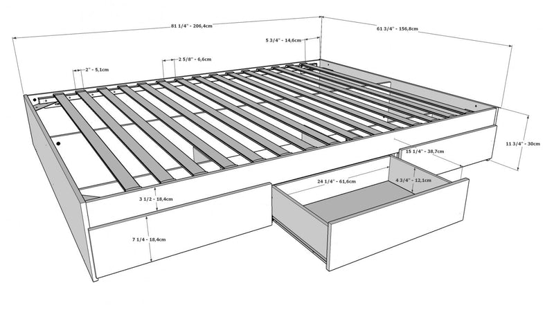 Nordika Queen Storage Platform Bed - Natural Maple 
