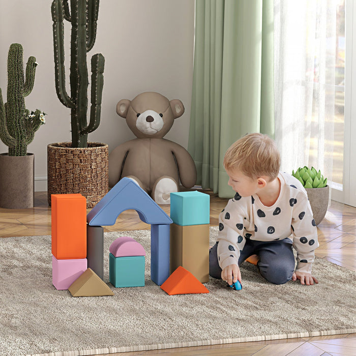 Qaba Soft Play Equipment For Kids, 11-piece Foam Blocks For Toddlers, Modular Kids Play Toys For Ind