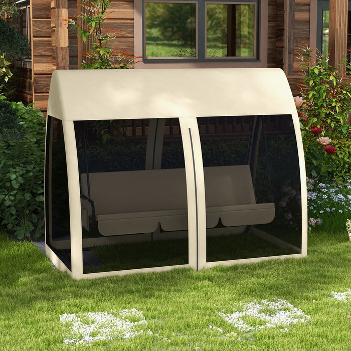 Outsunny 3-seat Outdoor Swing Chair, Chaise Lounger Bed W/ Canopy&netting