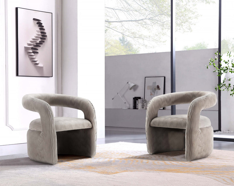 Corvette Mid-Century Modern Velvet Lounge Chair in Dove - Set of 2 