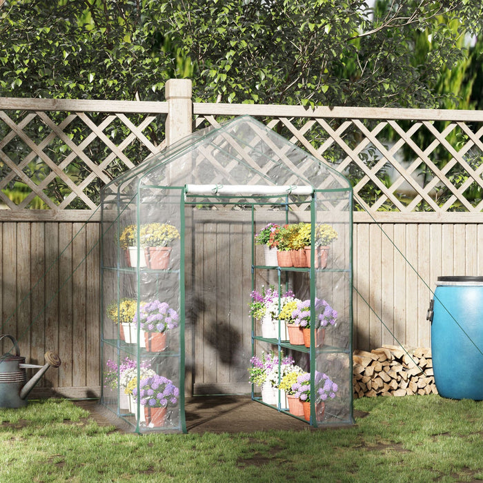 Outsunny 4.7 X 4.7 X 6.4ft Walk-in Plant Greenhouse Portable Garden Flower Seed Warm House 8 Shelves