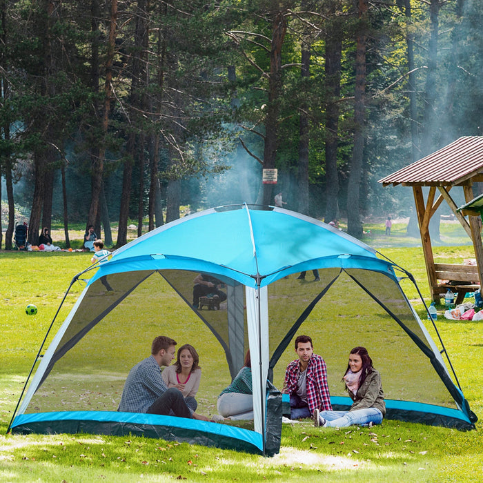Outsunny Screen House, 8 Person Camping Tent, Dome Tent With Carry Bag And 4 Mesh Walls For Hiking, 