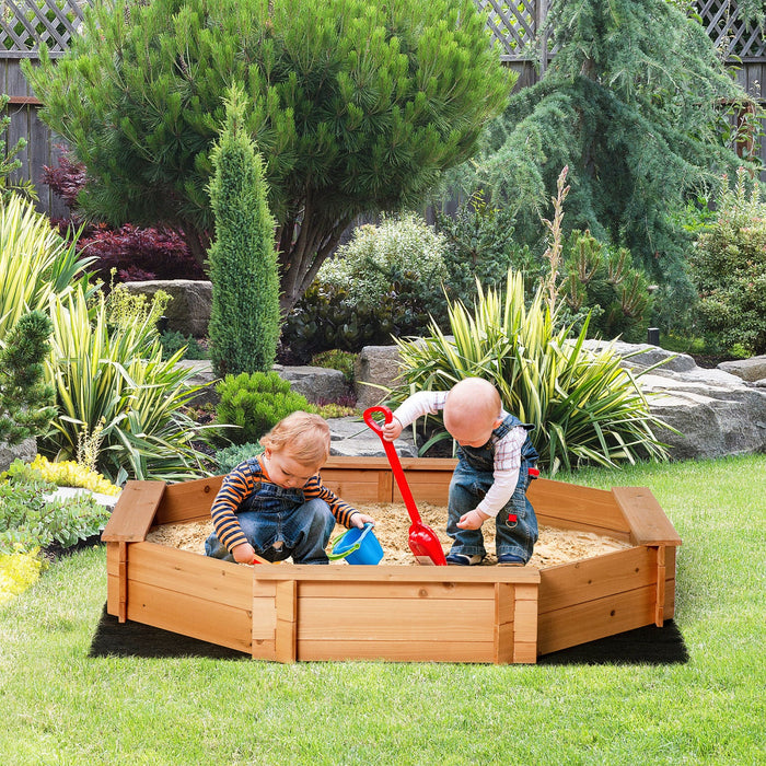 Kids Sandbox With Cover And Seat, Outdoor Children Sand Playset For Backyard, Boys And Girls, Red, 5