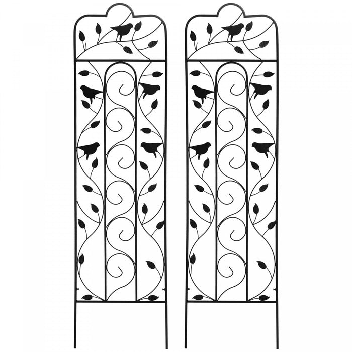Outsunny Garden Trellis With Birds For Climbing Plants, 2 Pack, 59\" Tall