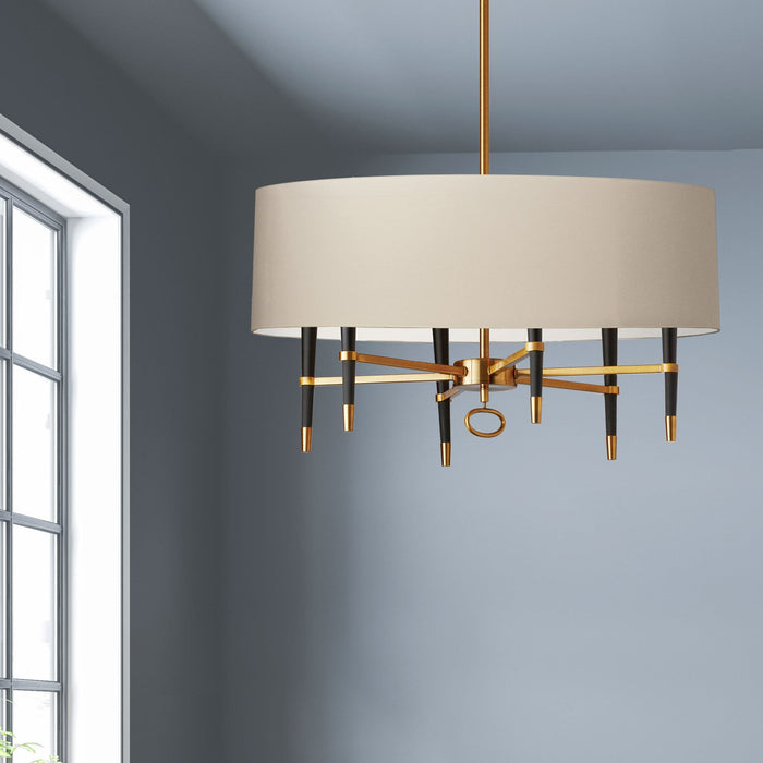 Dainolite Langford 6 Light Chandelier Vintage Bronze Cream Shade Lamp