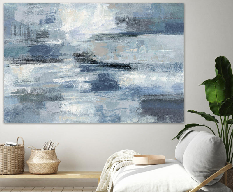 \"Clear Water Indigo And Gray\" Giant Art 72x48 Wall Art