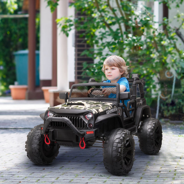 Aosom 12v Battery-powered Kids Electric Ride On Police Car 2-seater Suv Truck Toy With Parental Remo