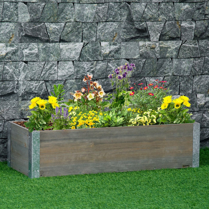 Outsunny 38\" X 12\" Raised Garden Bed Elevated Wooden Planter Box Outdoor For Backyard, Patio To Grow