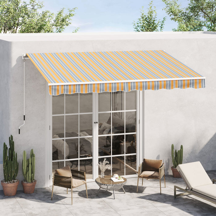 Outsunny 13' X 8' Manual Retractable Patio Awning Sun Shade Outdoor Deck Window Door Canopy Shelter 
