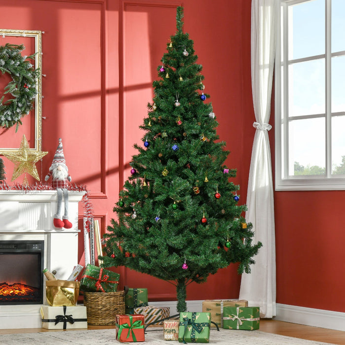 Homcom 7ft Artificial Christmas Tree With Decoration Ornament