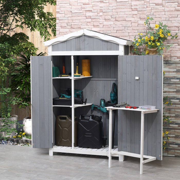 Outsunny 52'' X 20'' Wooden Garden Shed With Foldable Workstation And Flower Stand, Outdoor Tool Sto
