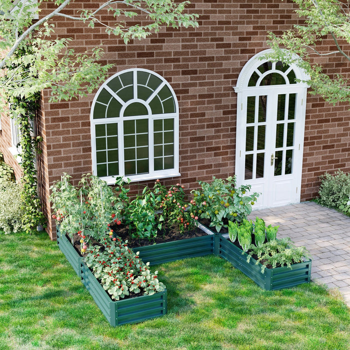 Outsunny 8×8×1ft Raised Garden Bed Kit，5 Pcs Outdoor Metal Planter Box For Vegetables, Flowers, Herb