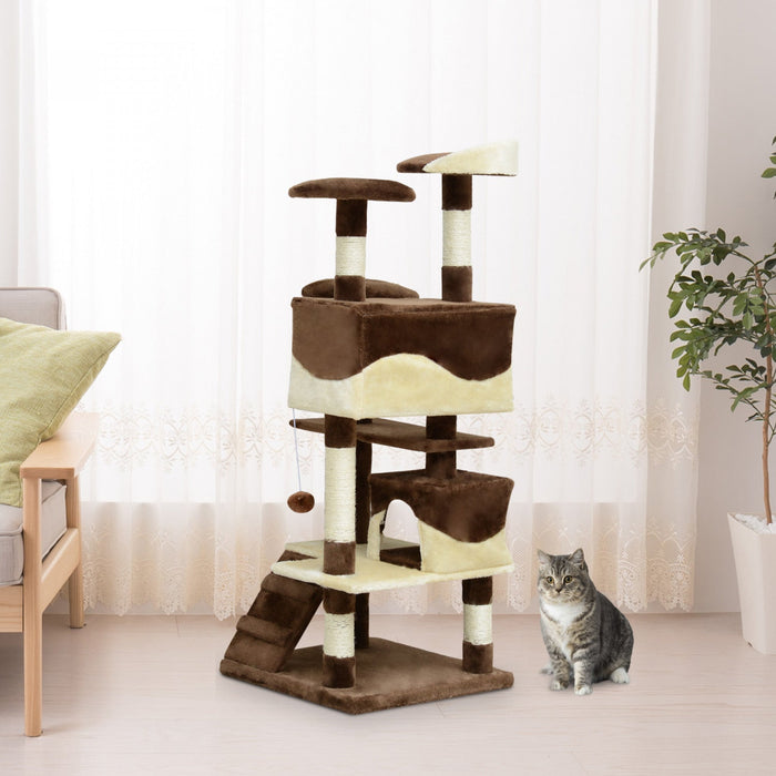 Pawhut 52\" Cat Tree Tower, Large Cat Condo Furniture Multi-level Activity Center With Scratching Pos